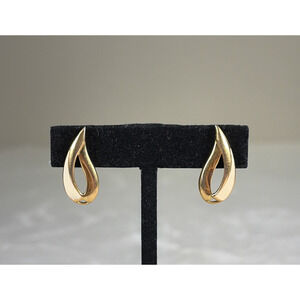 Vtg Givenchy Faux Gold and Ivory Enamel Tear Drop Shaped Pierced Earrings Chrty